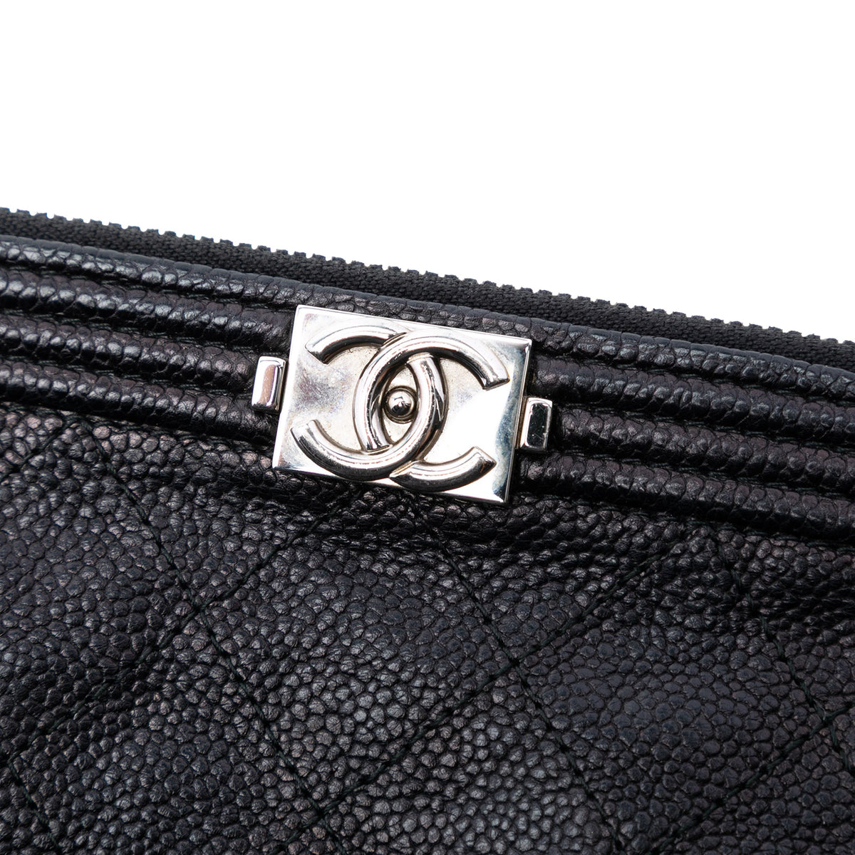 Chanel Medium Quilted Caviar Boy O Case Clutch