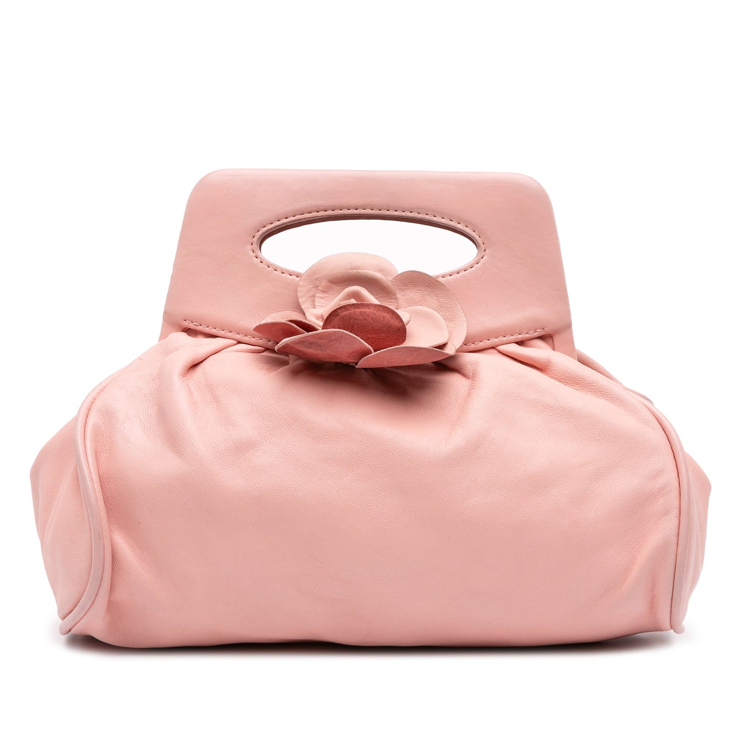 Chanel Lambskin Camellia Top Handle Frame Bag