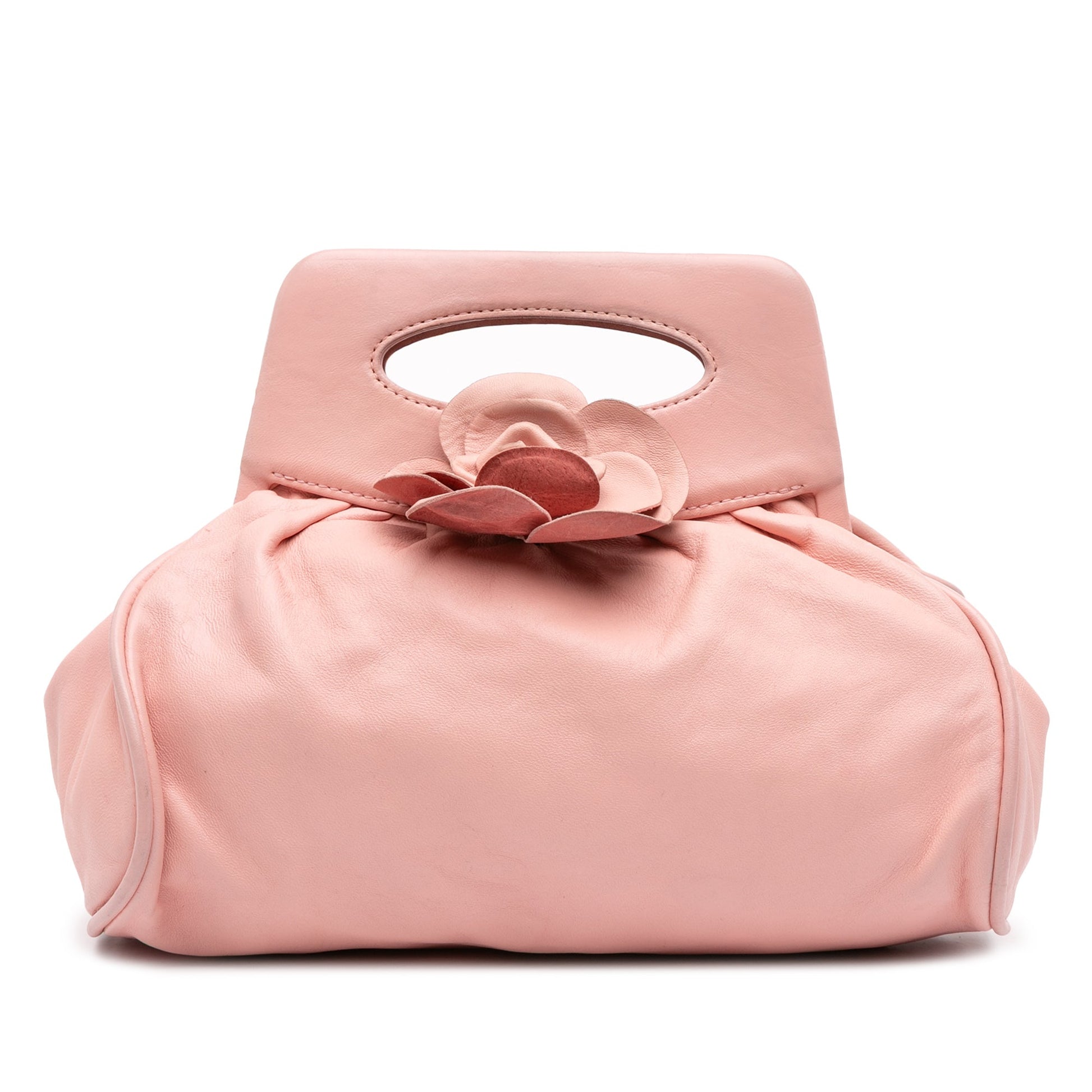 Chanel Lambskin Camellia Top Handle Frame Bag