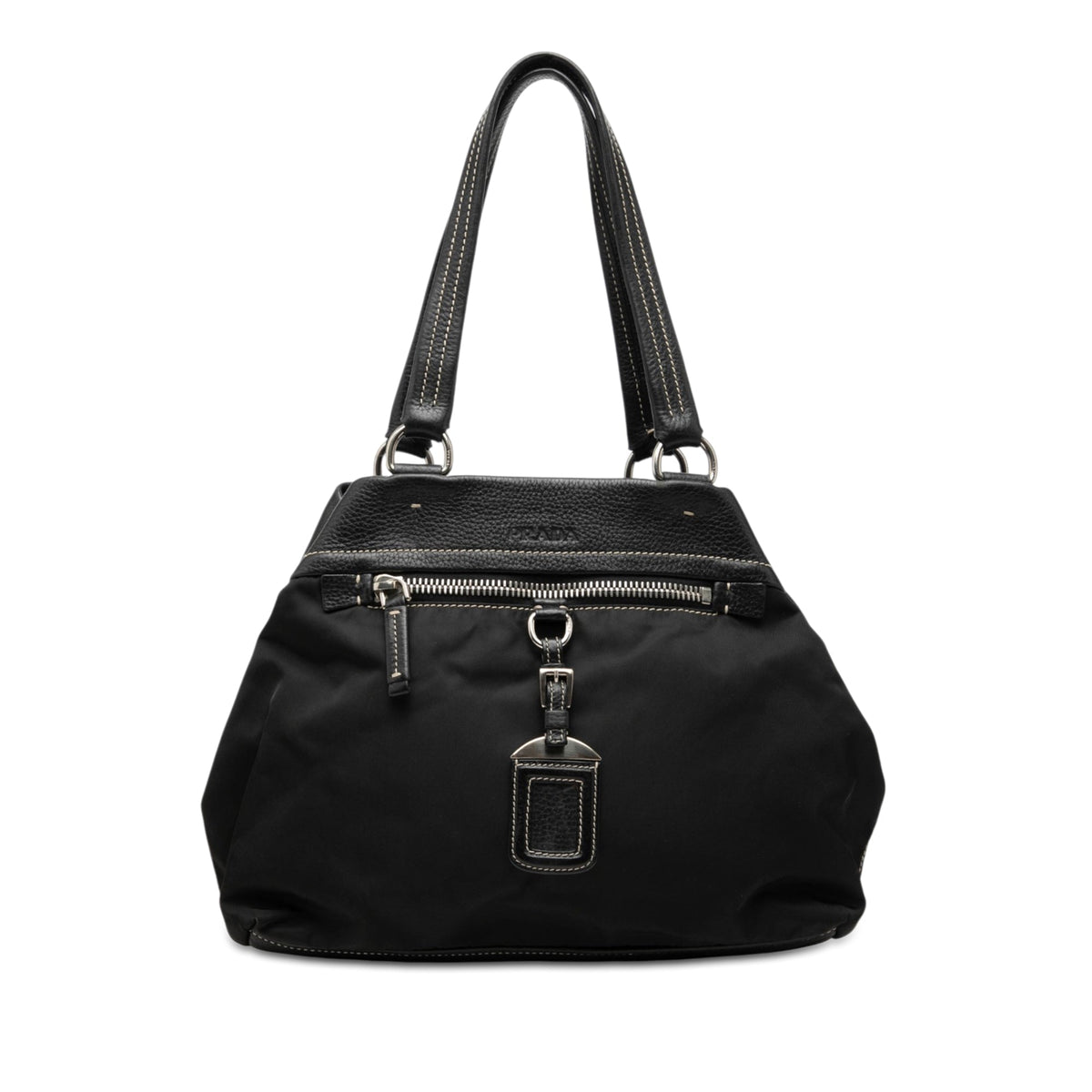 Prada Vitello Trimmed Tessuto Tote