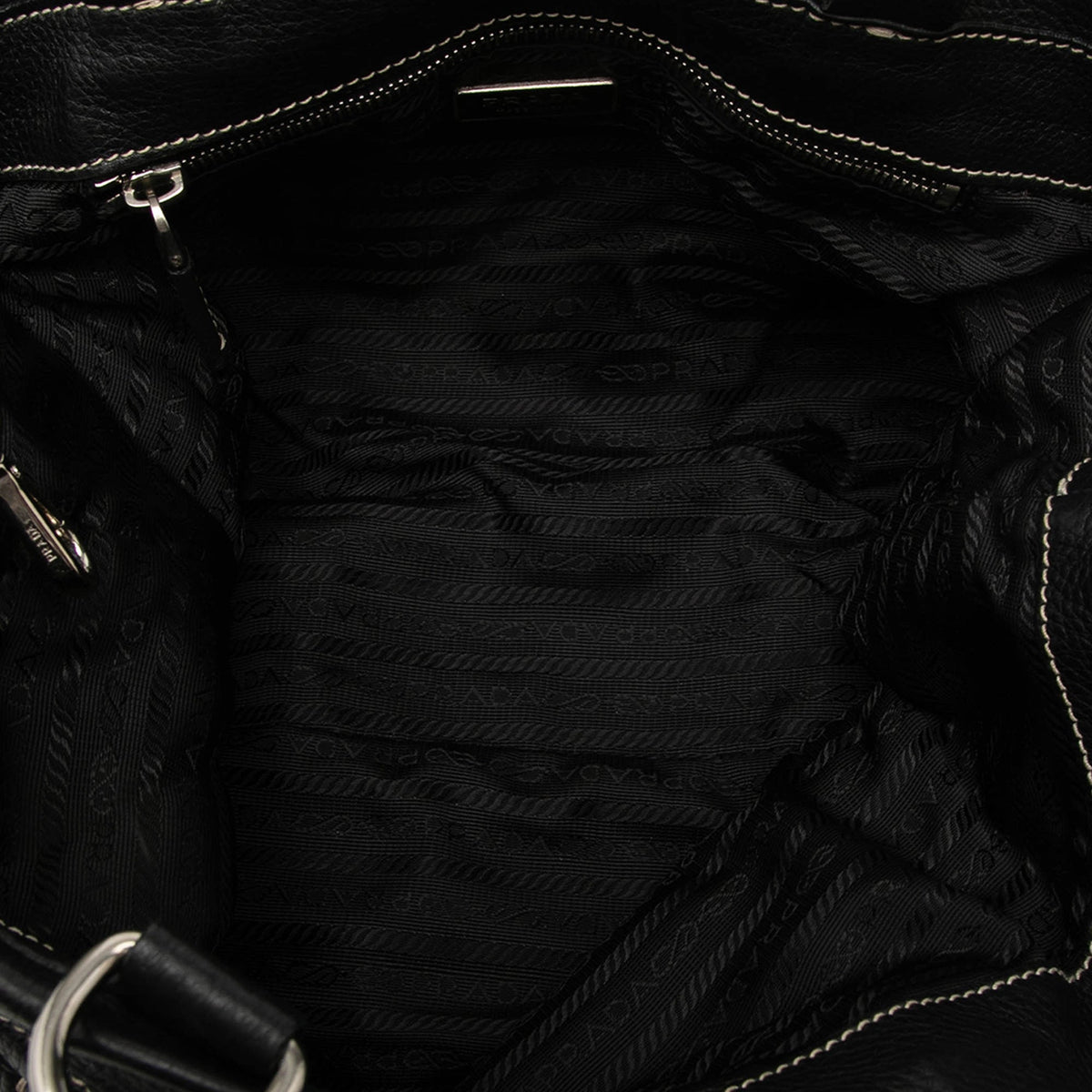 Prada Vitello Trimmed Tessuto Tote