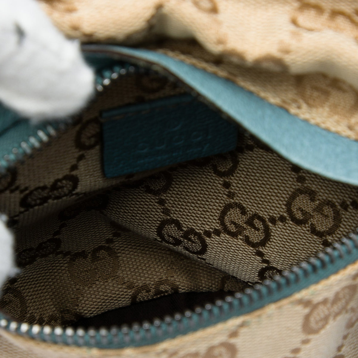 Gucci GG Canvas Web Double Pocket Belt Bag — Beige
