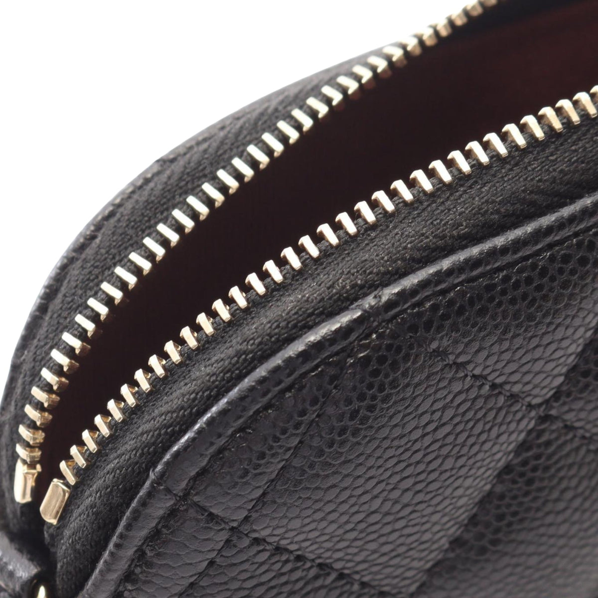 Chanel Mini CC Quilted Caviar Clutch On Chain