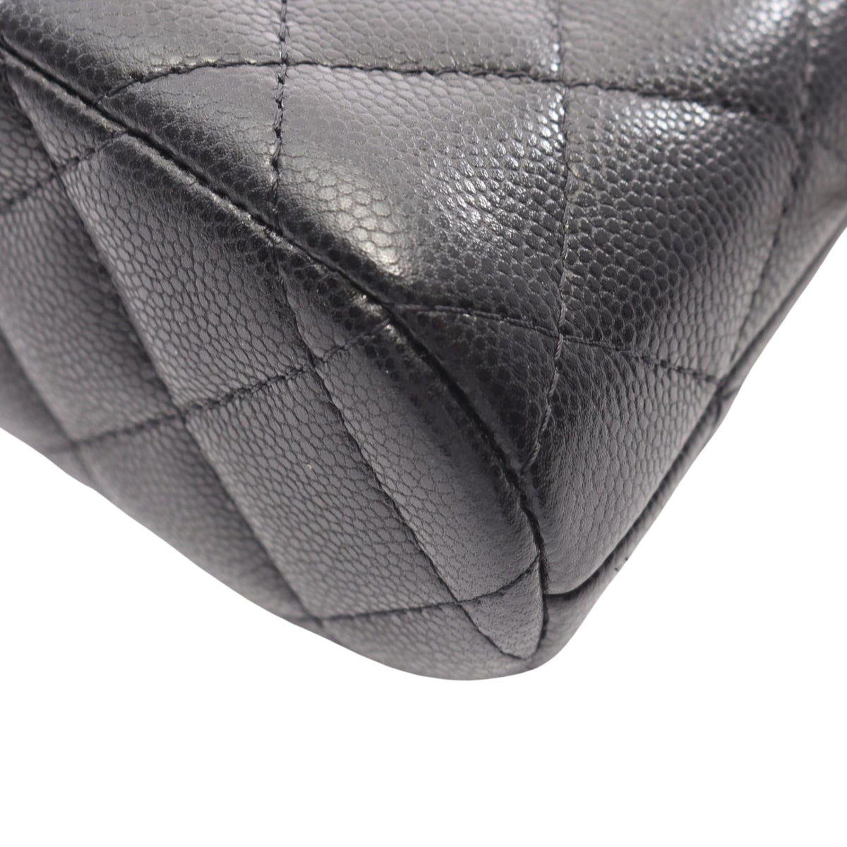 Chanel Mini CC Quilted Caviar Clutch On Chain