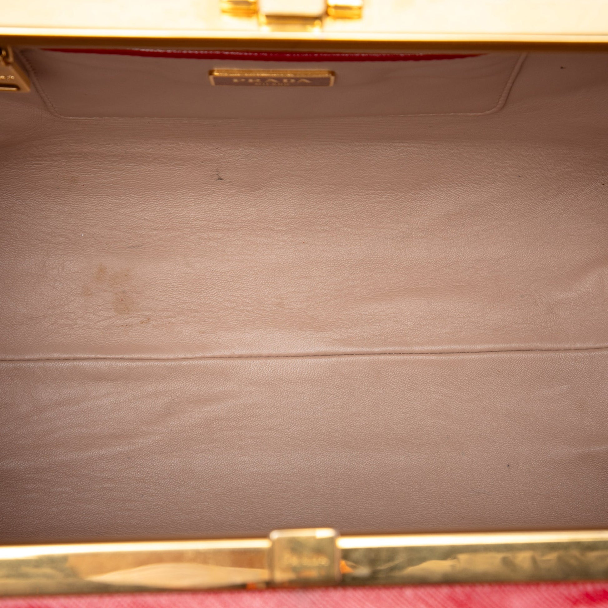Prada Saffiano Vernice Pyramid Frame Handbag