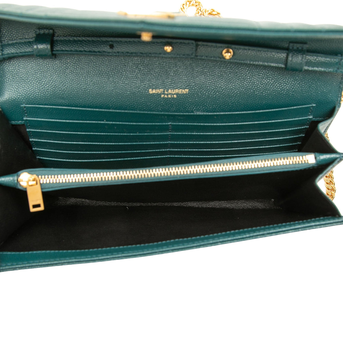 Saint Laurent Grain De Poudre Triquilt Monogram Envelope Wallet on Chain