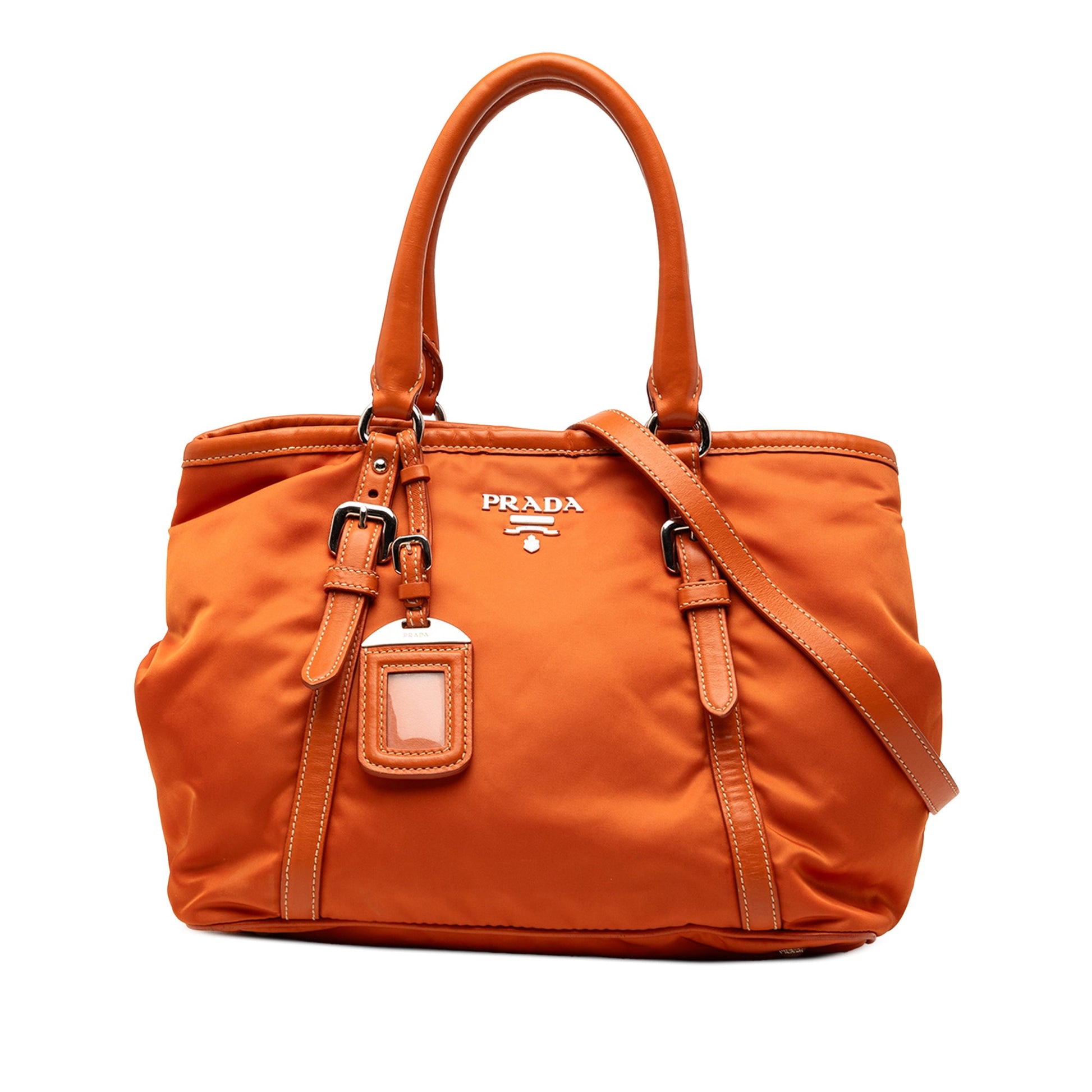Prada Soft Calf Trimmed Tessuto Satchel