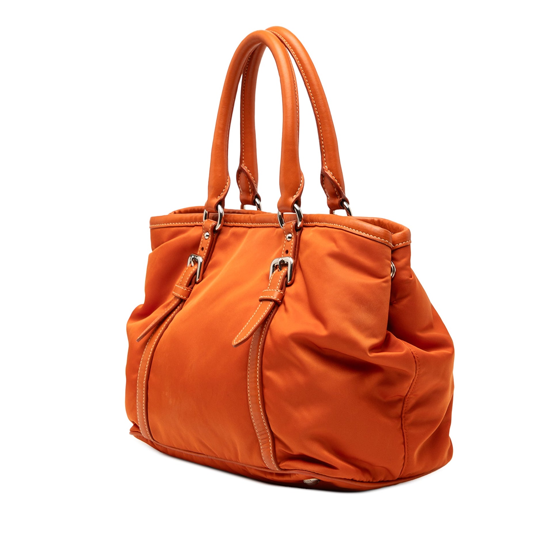 Prada Soft Calf Trimmed Tessuto Satchel