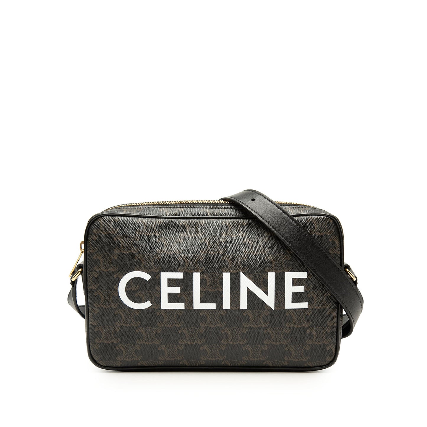 Celine Medium Triomphe Coated Canvas Logo Crossbody