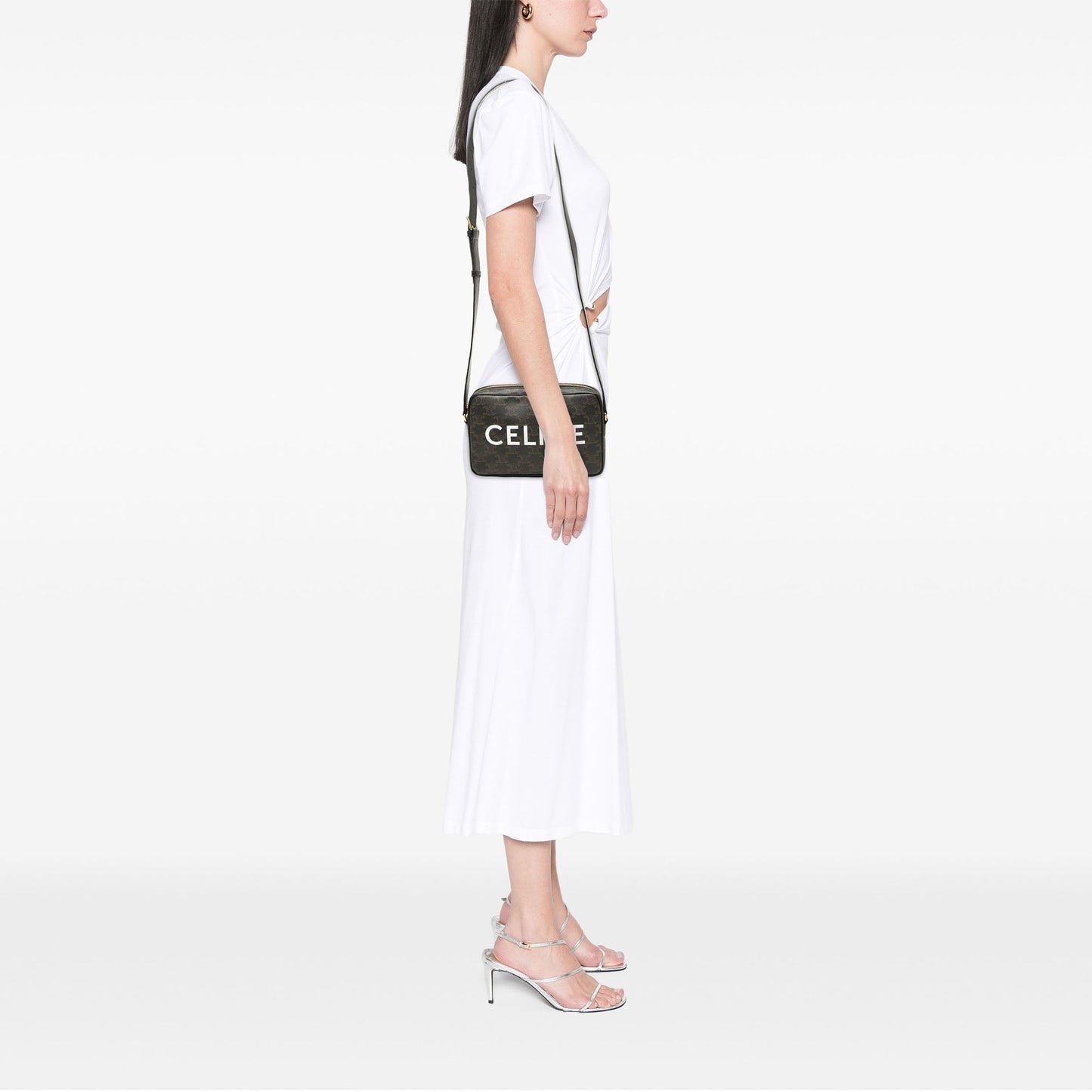 Celine Medium Triomphe Coated Canvas Logo Crossbody