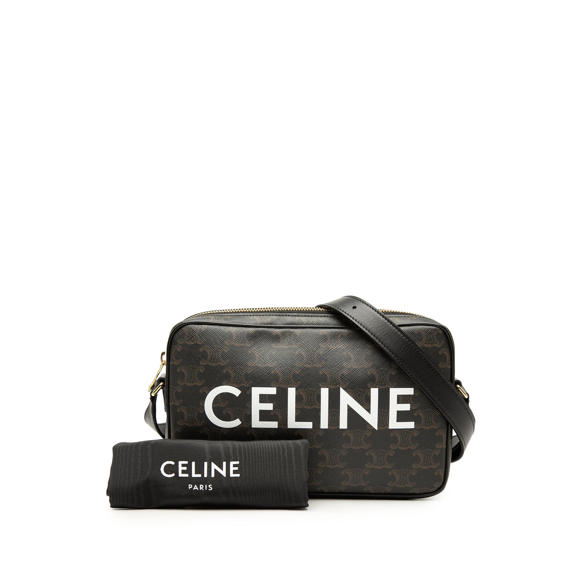 Celine Medium Triomphe Coated Canvas Logo Crossbody