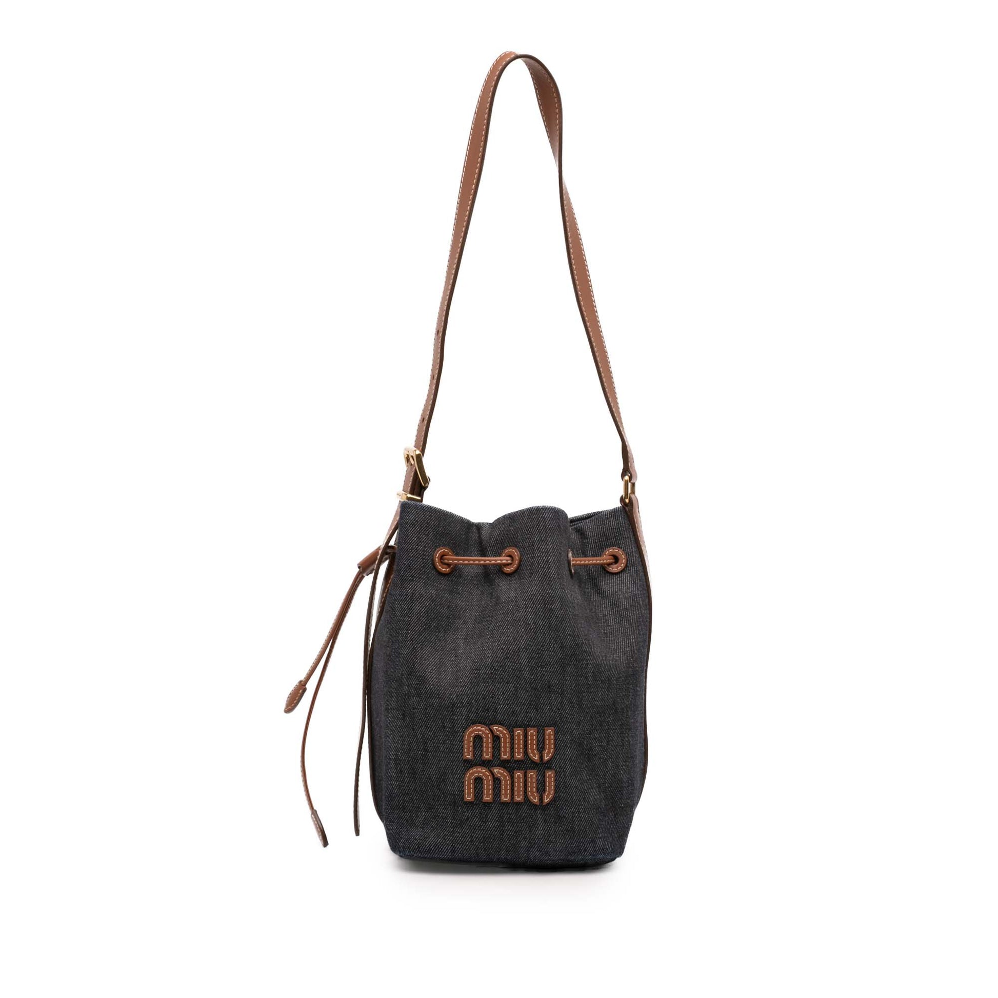 Miu Miu Denim Logo Bucket Bag