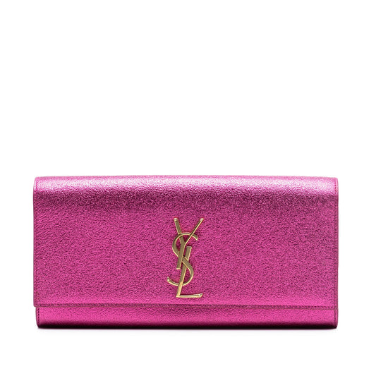 Saint Laurent Metallic Calfskin Monogram Kate Clutch