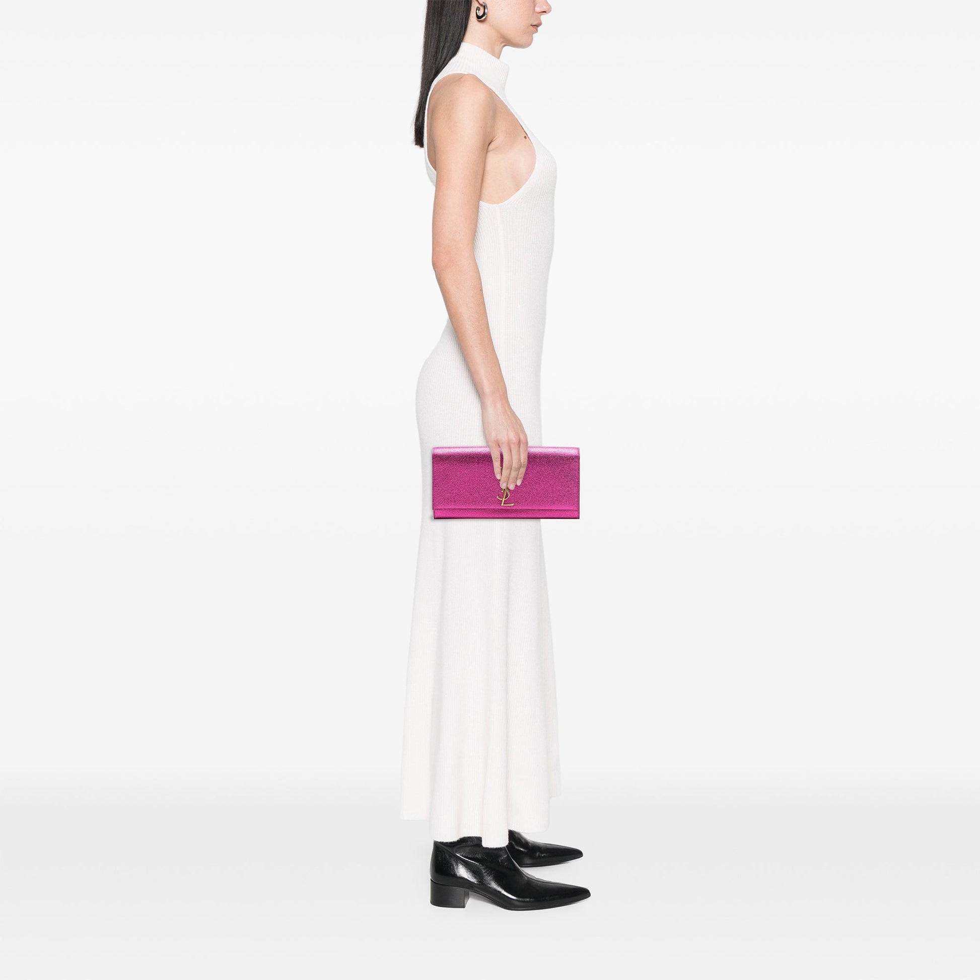 Saint Laurent Metallic Calfskin Monogram Kate Clutch