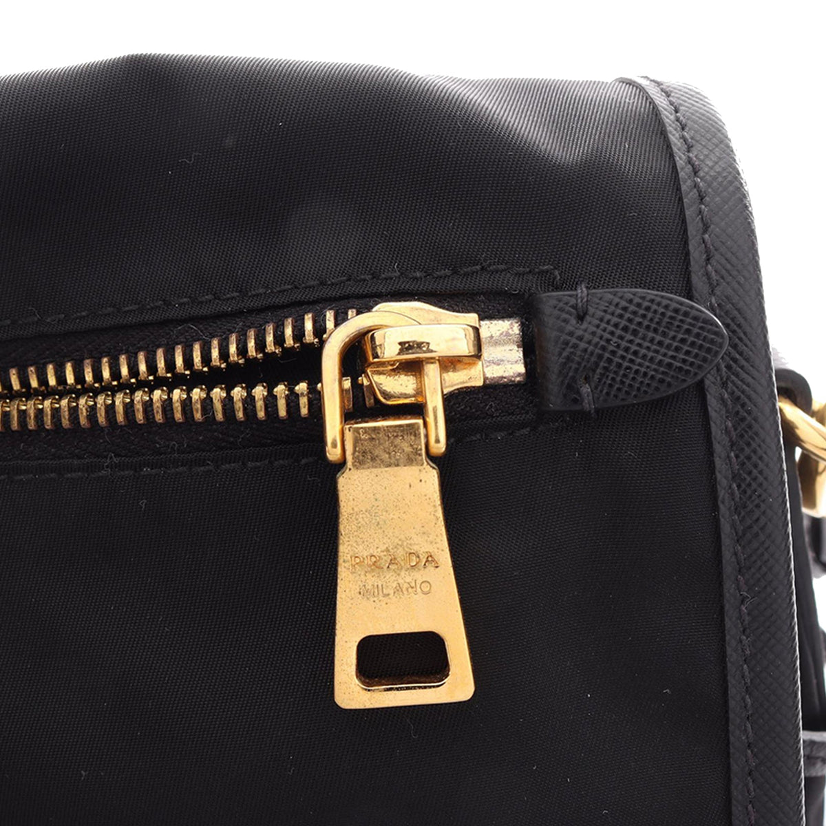 Prada Tessuto Zip Double Buckle Messenger Bag