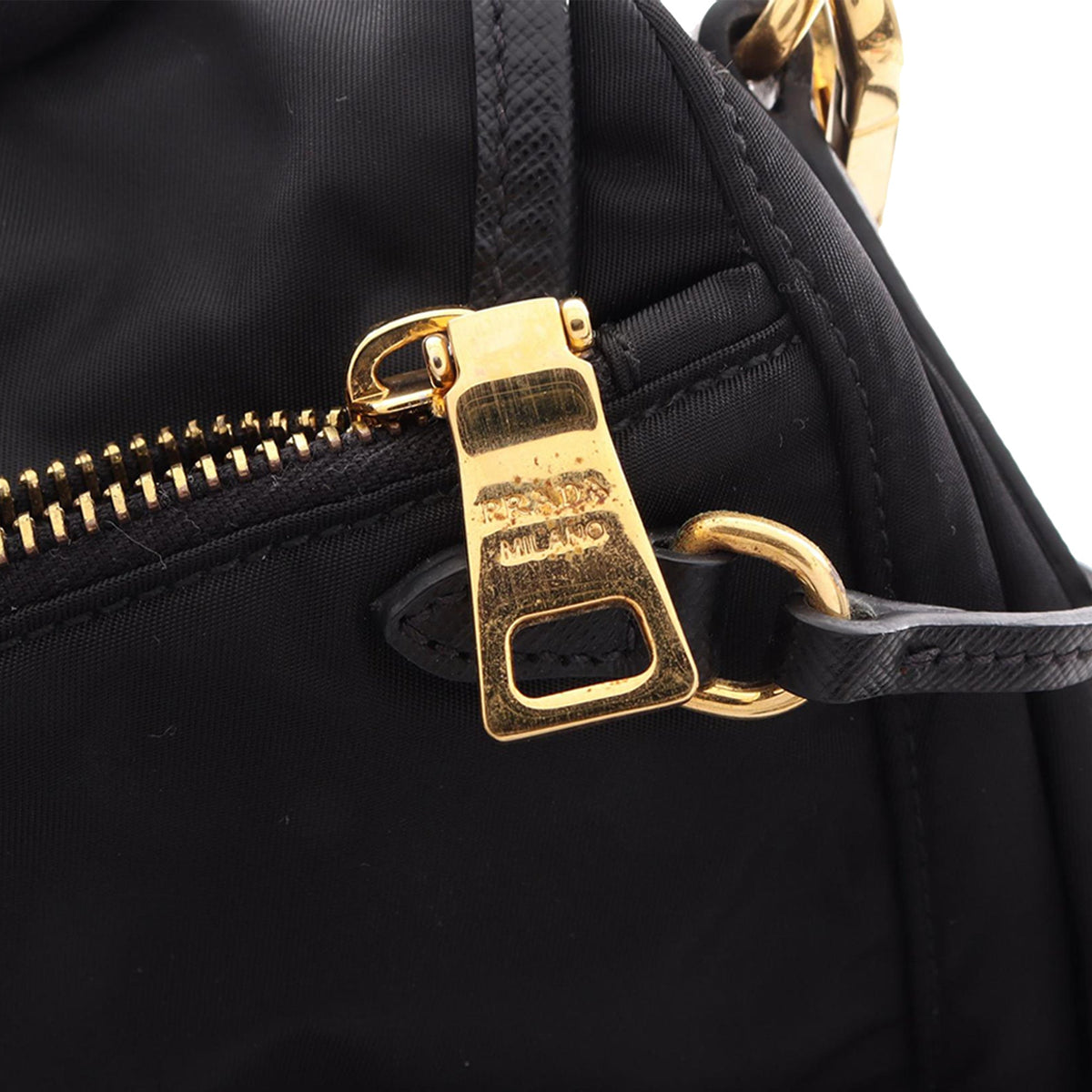 Prada Tessuto Zip Double Buckle Messenger Bag