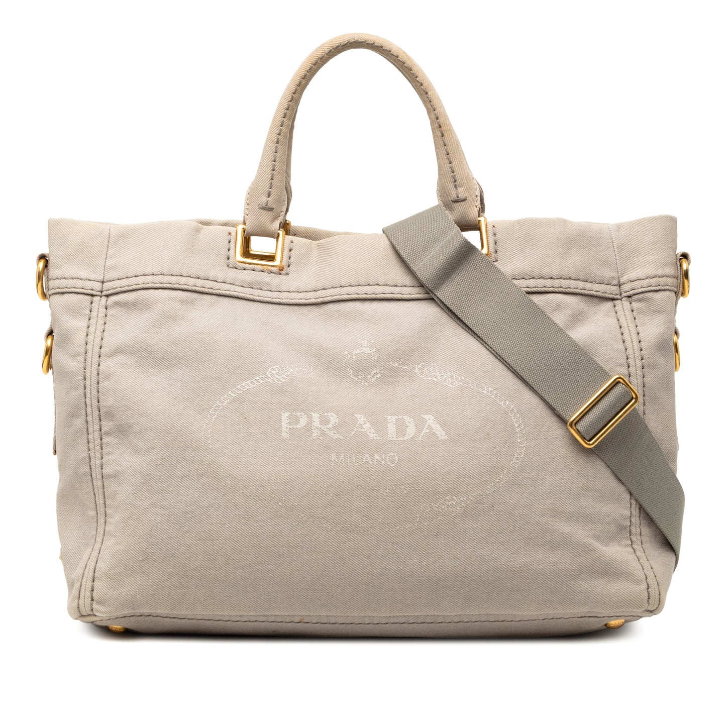 Prada Denim Canapa Logo Satchel