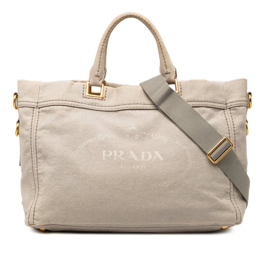 Prada Denim Canapa Logo Satchel
