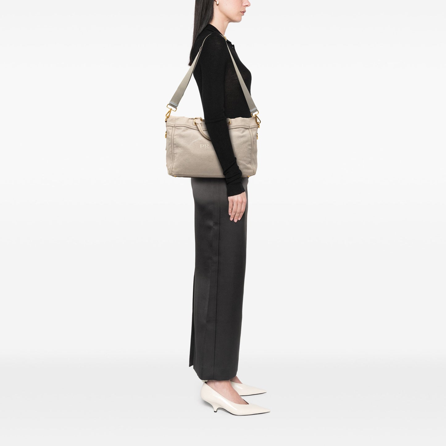 Prada Denim Canapa Logo Satchel