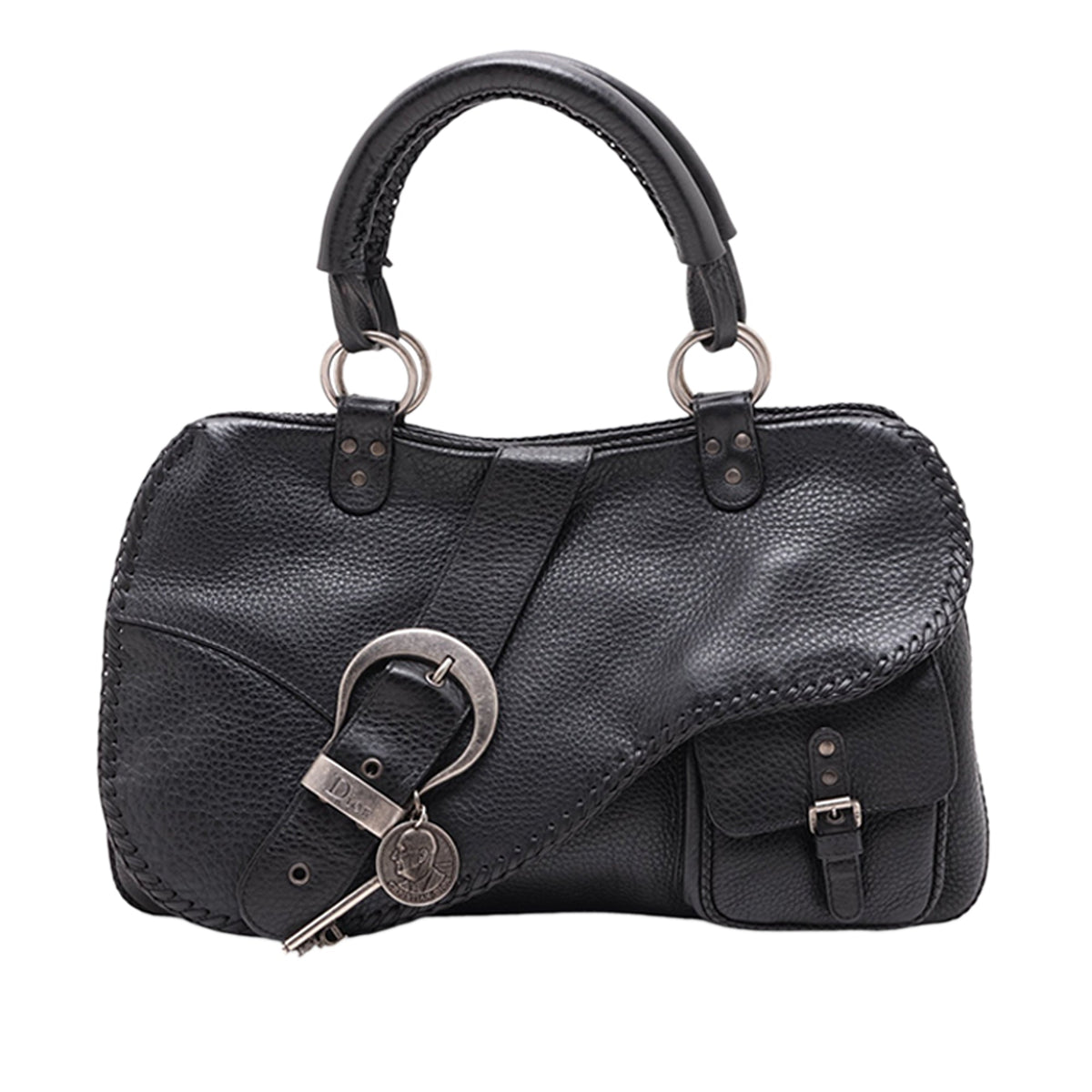 Dior Calfskin Gaucho Double Saddle Handbag — Black