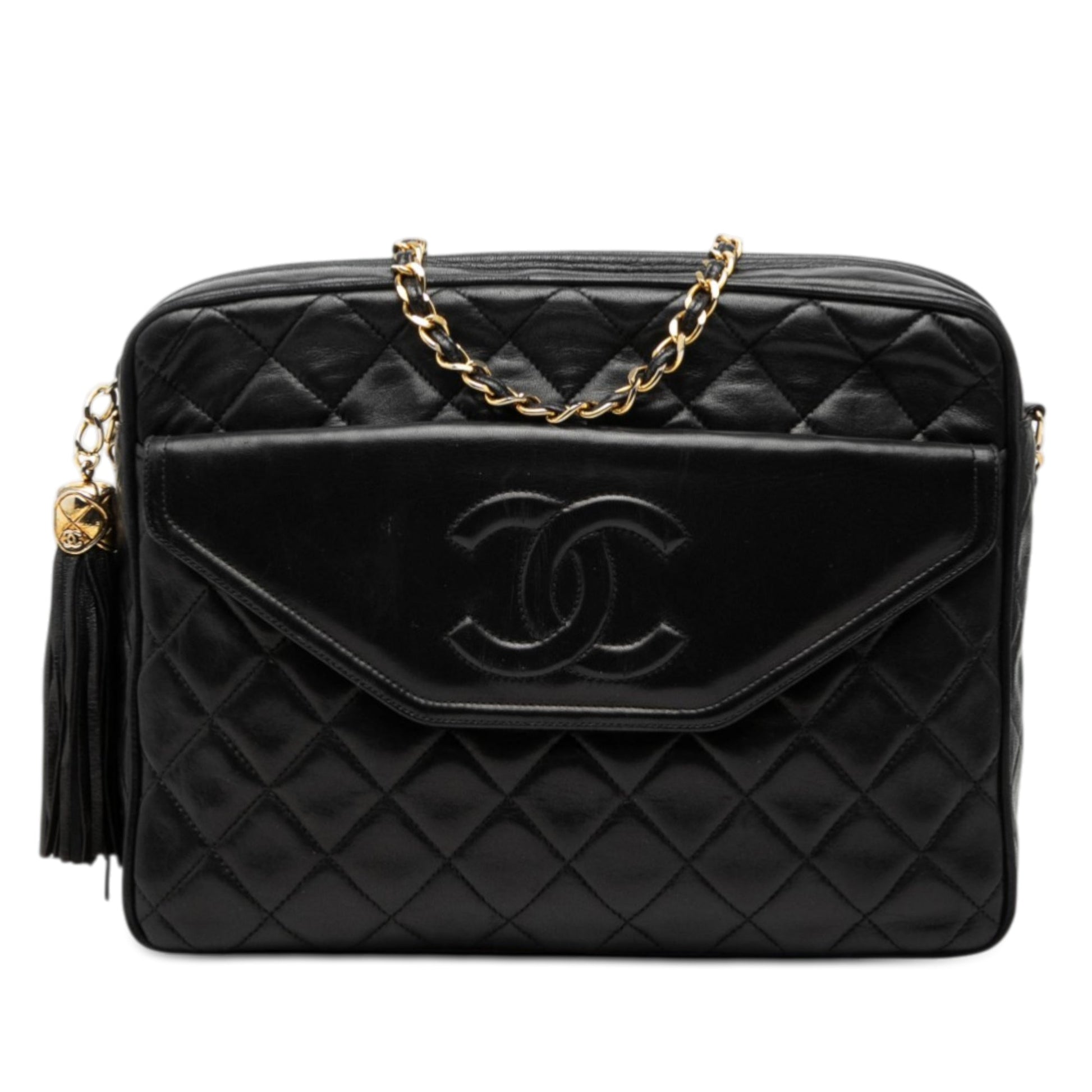 Chanel CC Quilted Lambskin Tassel Flap Camera Bag