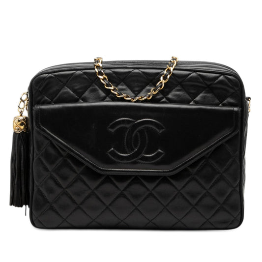 Chanel CC Quilted Lambskin Tassel Flap Camera Bag