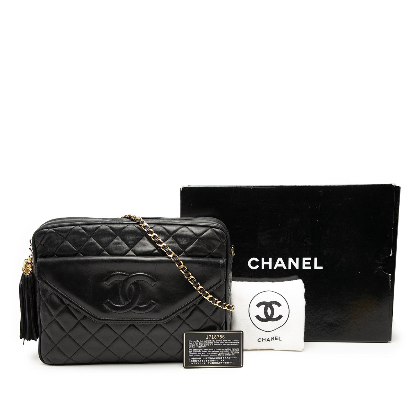 Chanel CC Quilted Lambskin Tassel Flap Camera Bag