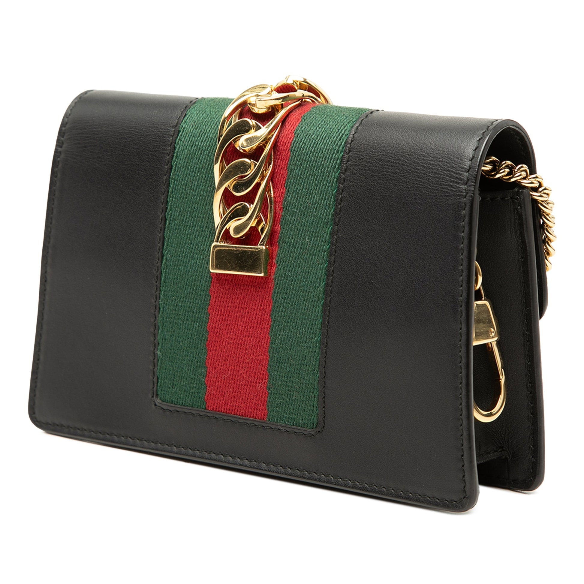 Gucci Super Mini Calfskin Web Sylvie Chain Crossbody