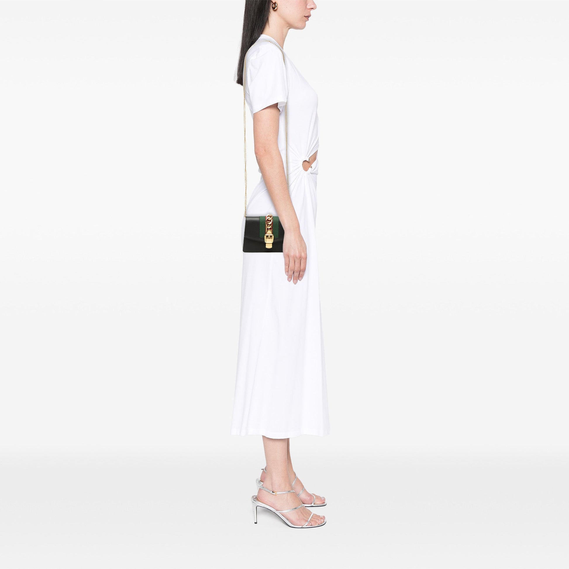 Gucci Super Mini Calfskin Web Sylvie Chain Crossbody