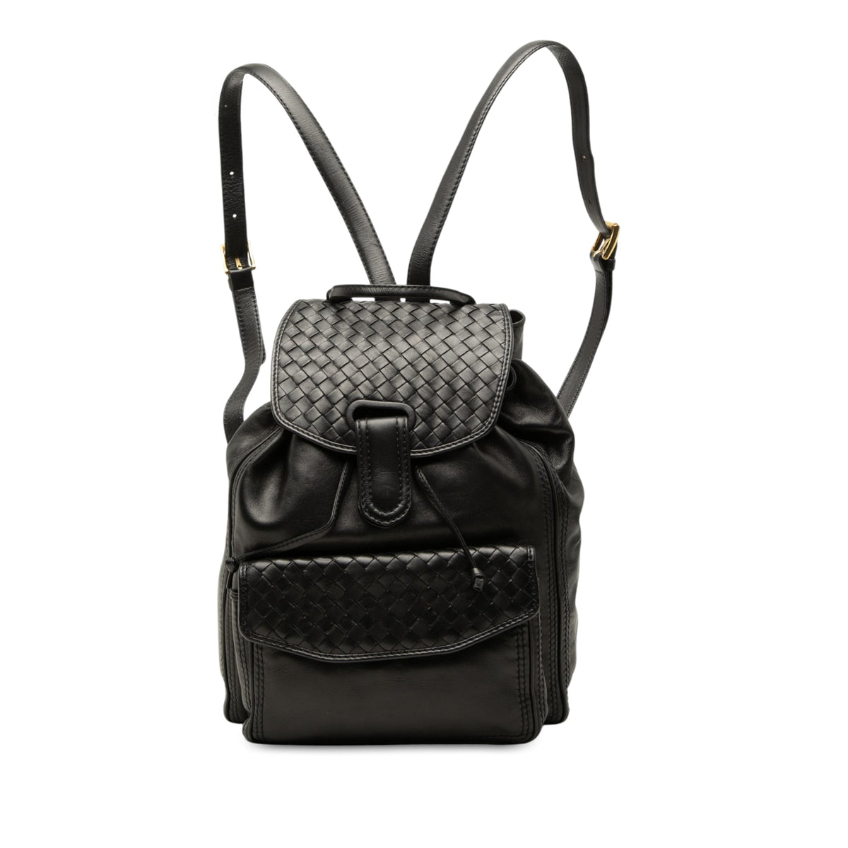 Bottega Veneta Nappa Intrecciato Trimmed Drawstring Flap Backpack