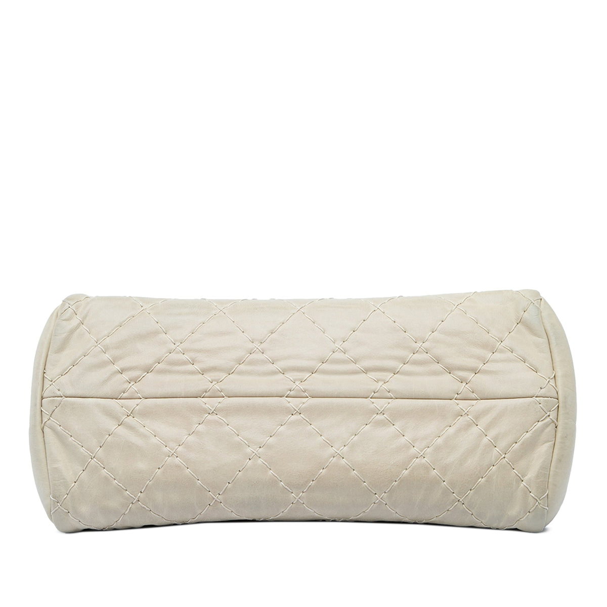 Chanel Medium Stitched Aged Calfskin Just Mademoiselle Bowling Bag — White