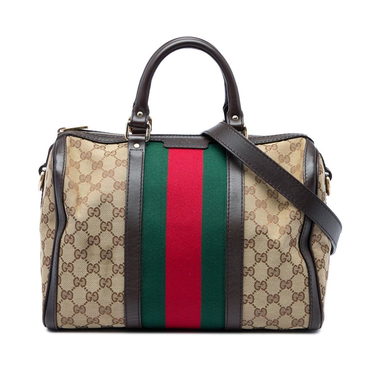 Gucci Medium GG Canvas Web Joy Boston Bag — Beige