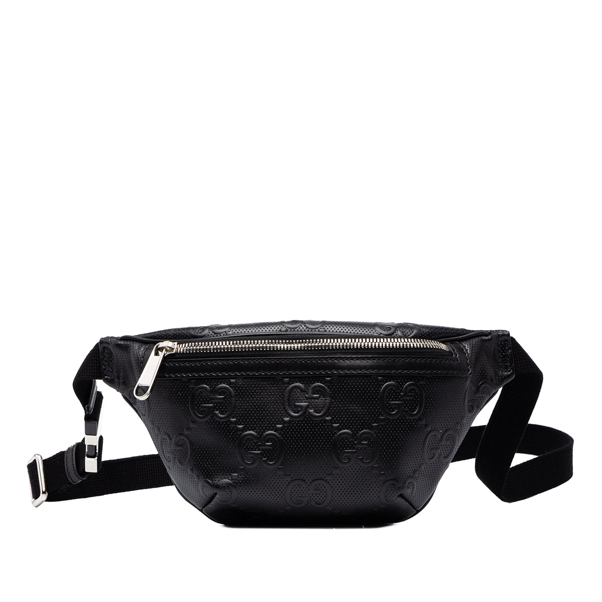 Gucci GG Embossed Perforated Calfskin Belt Bag — Black