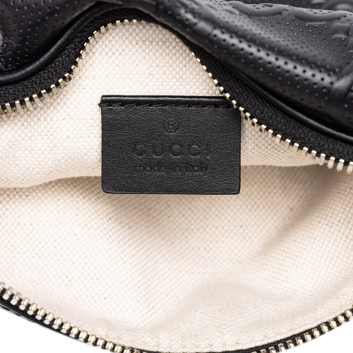 Gucci GG Embossed Perforated Calfskin Belt Bag — Black