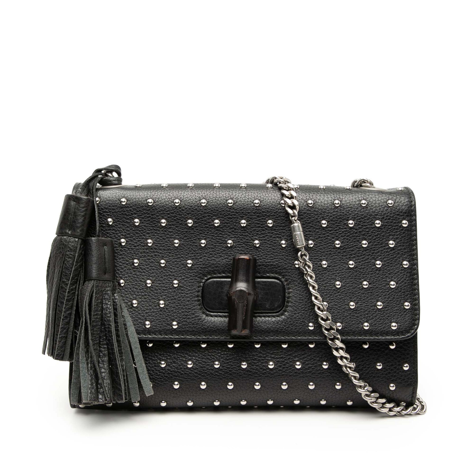Medium Studded Leather Miss Bamboo Crossbody