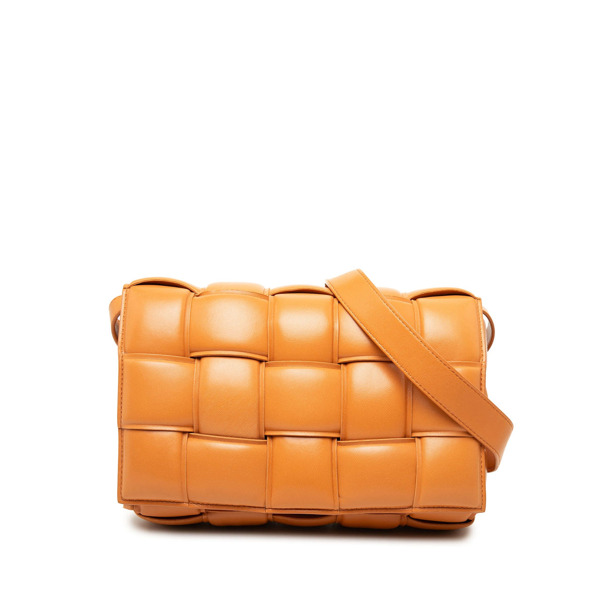 Bottega Veneta Nappa Intrecciato Padded Cassette Crossbody — Orange