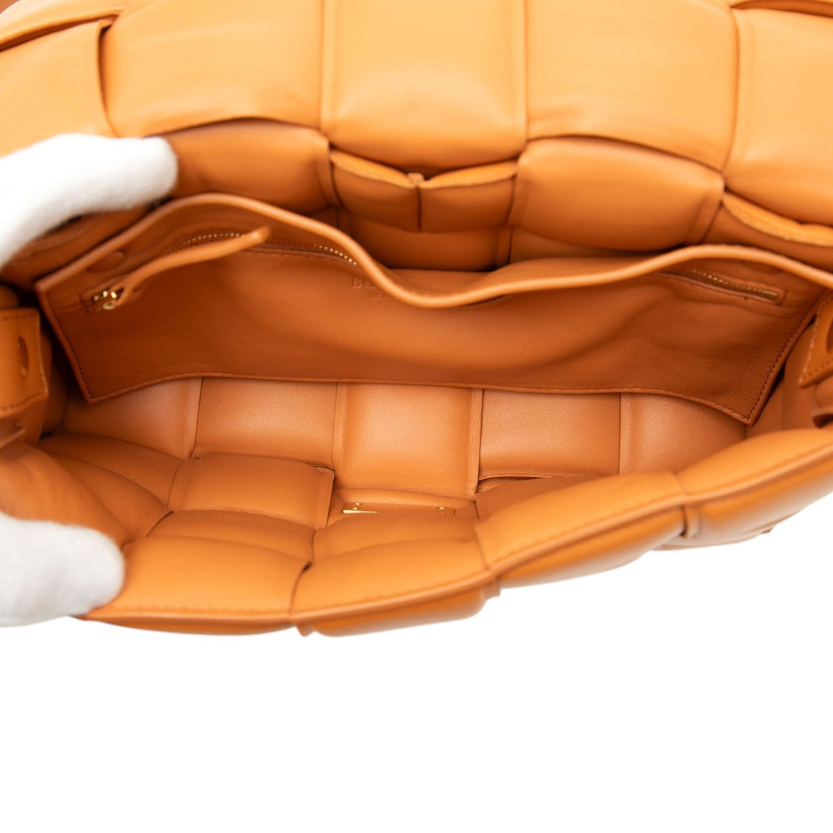 Bottega Veneta Nappa Intrecciato Padded Cassette Crossbody — Orange