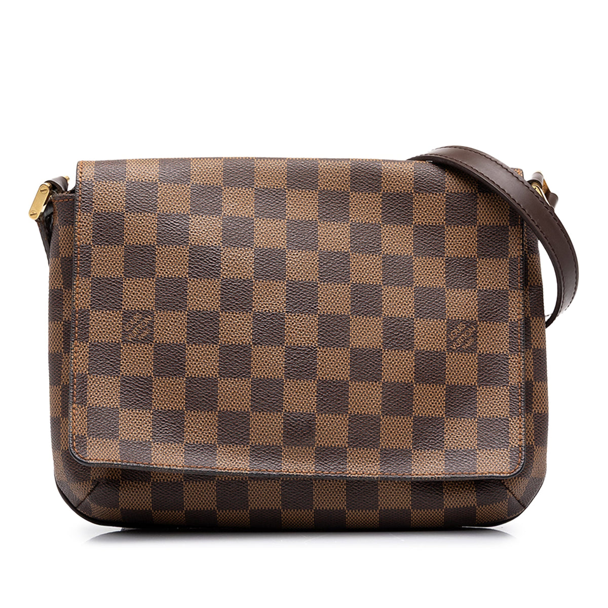 Louis Vuitton Damier Ebene Musette Tango Long Strap — Brown