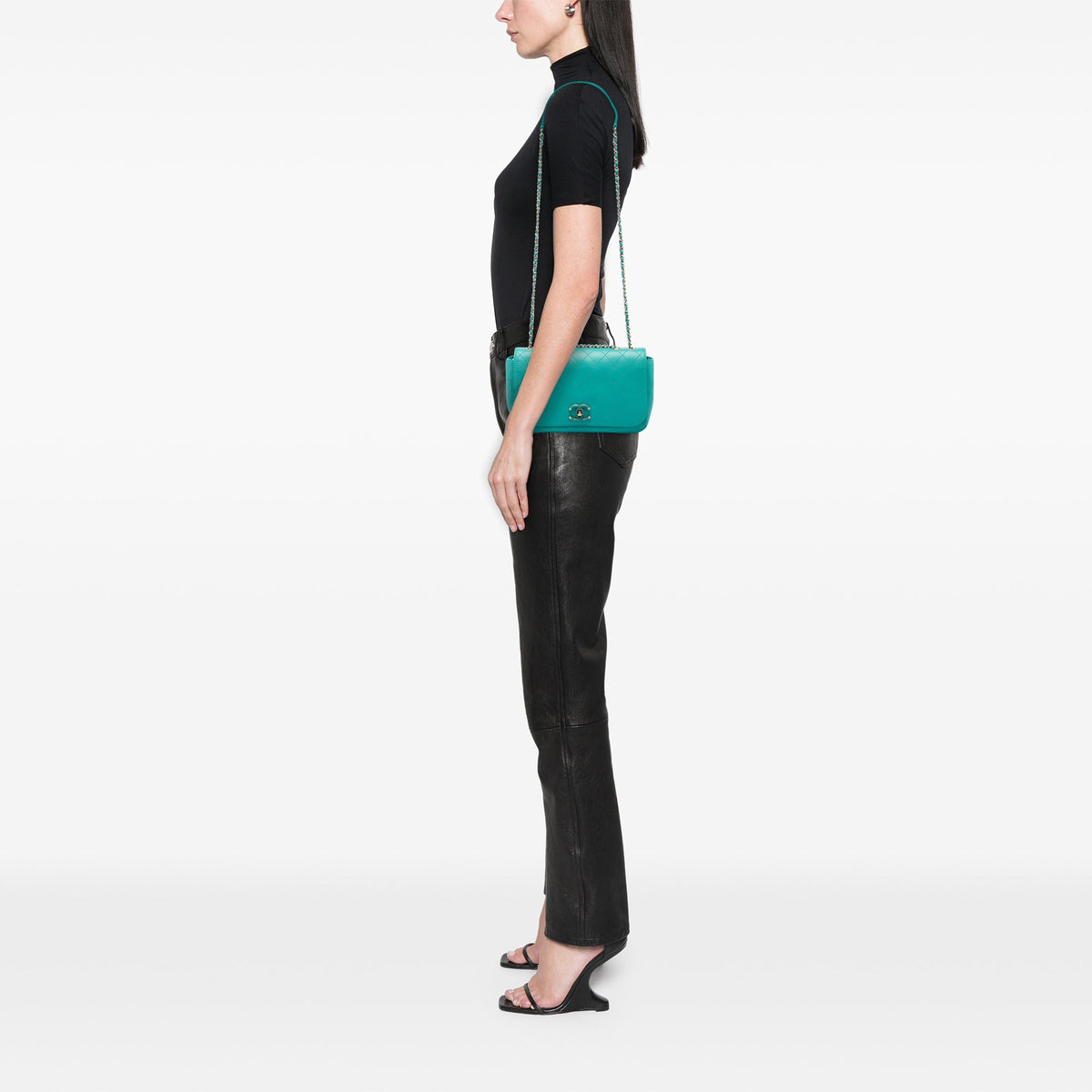 Chanel Medium Stitched Calfskin Covered CC Flap