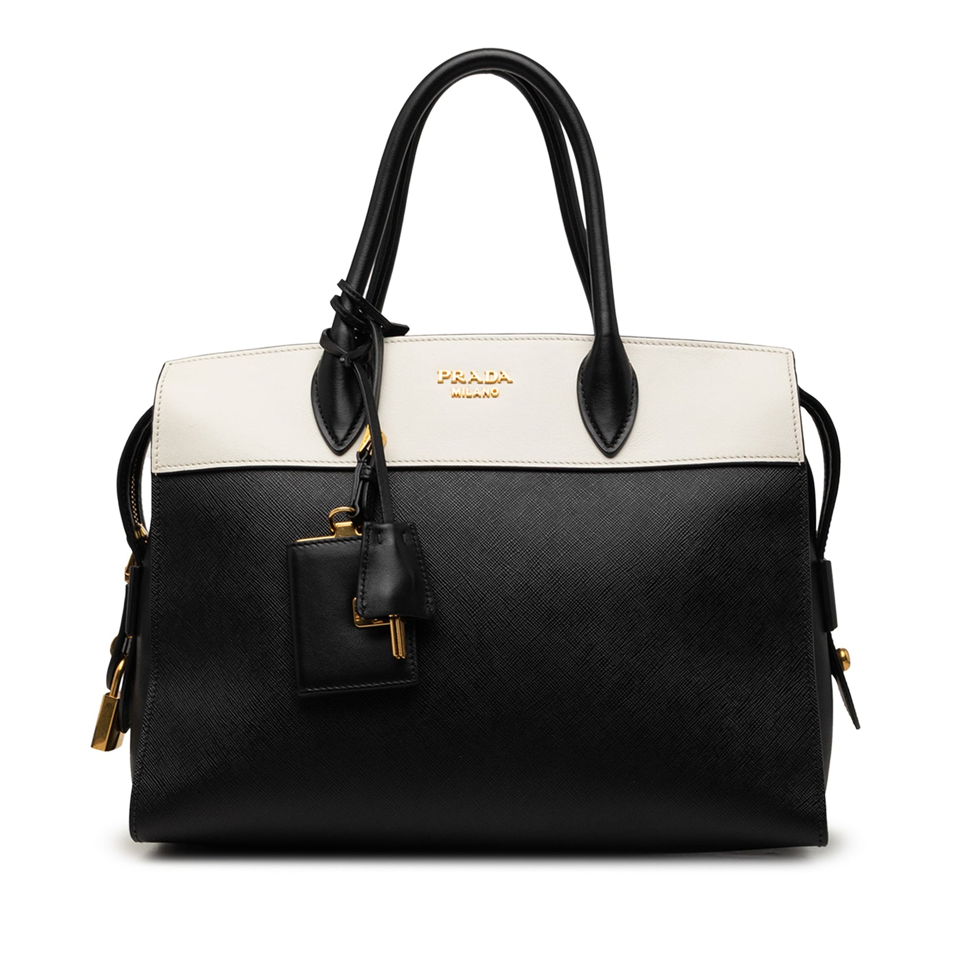 Prada Bicolor Saffiano and City Calf Esplanade Satchel