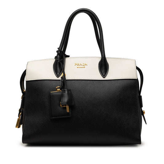 Prada Bicolor Saffiano and City Calf Esplanade Satchel