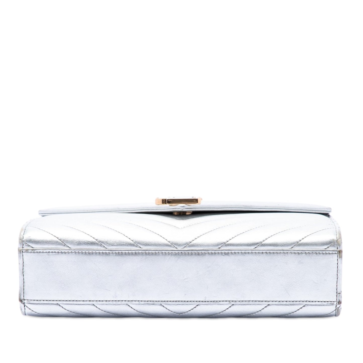 Saint Laurent Medium Chevron Metallic Calfskin Monogram Envelope Bag