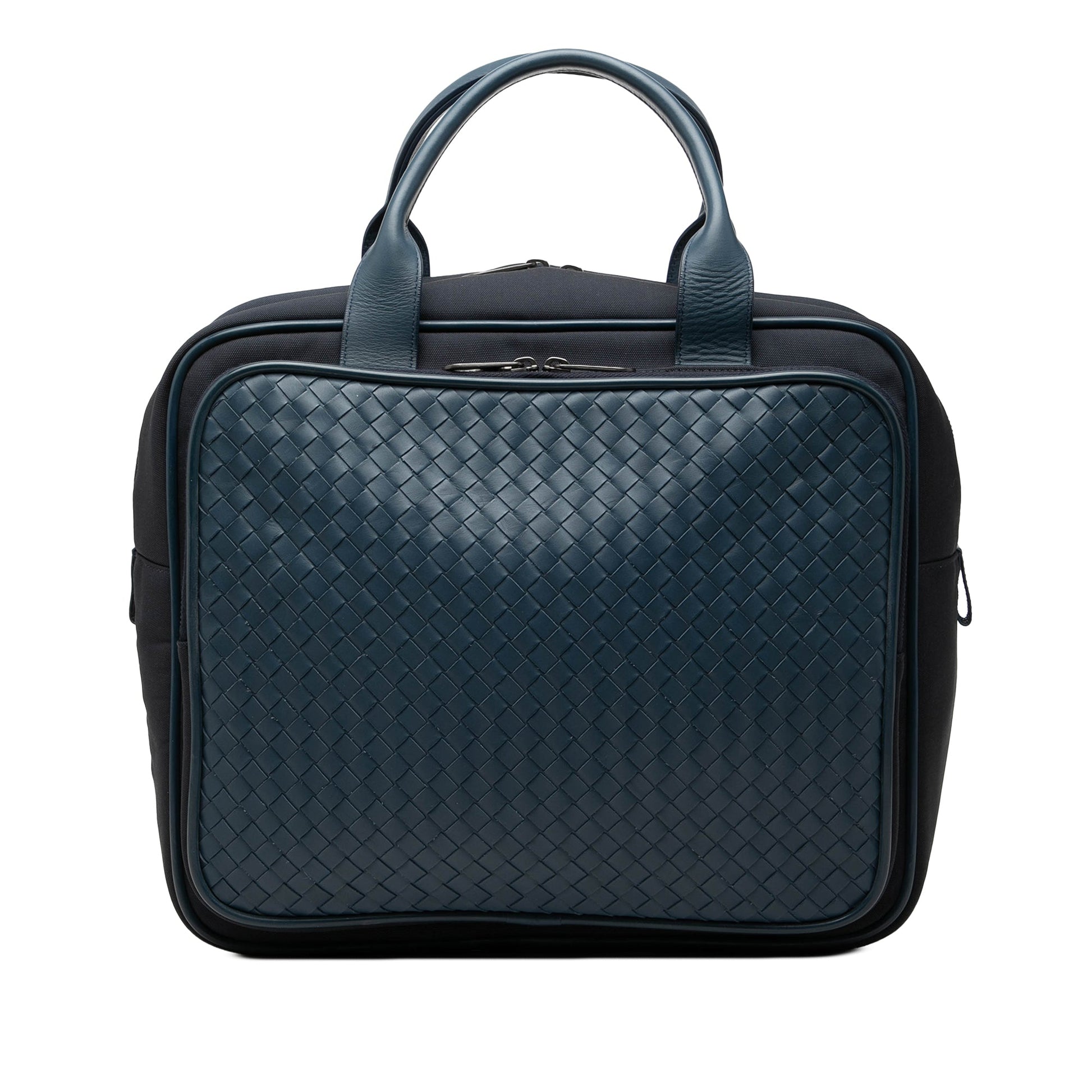 Bottega Veneta Bicolor Nappa Intrecciato Trimmed Canvas Business Bag