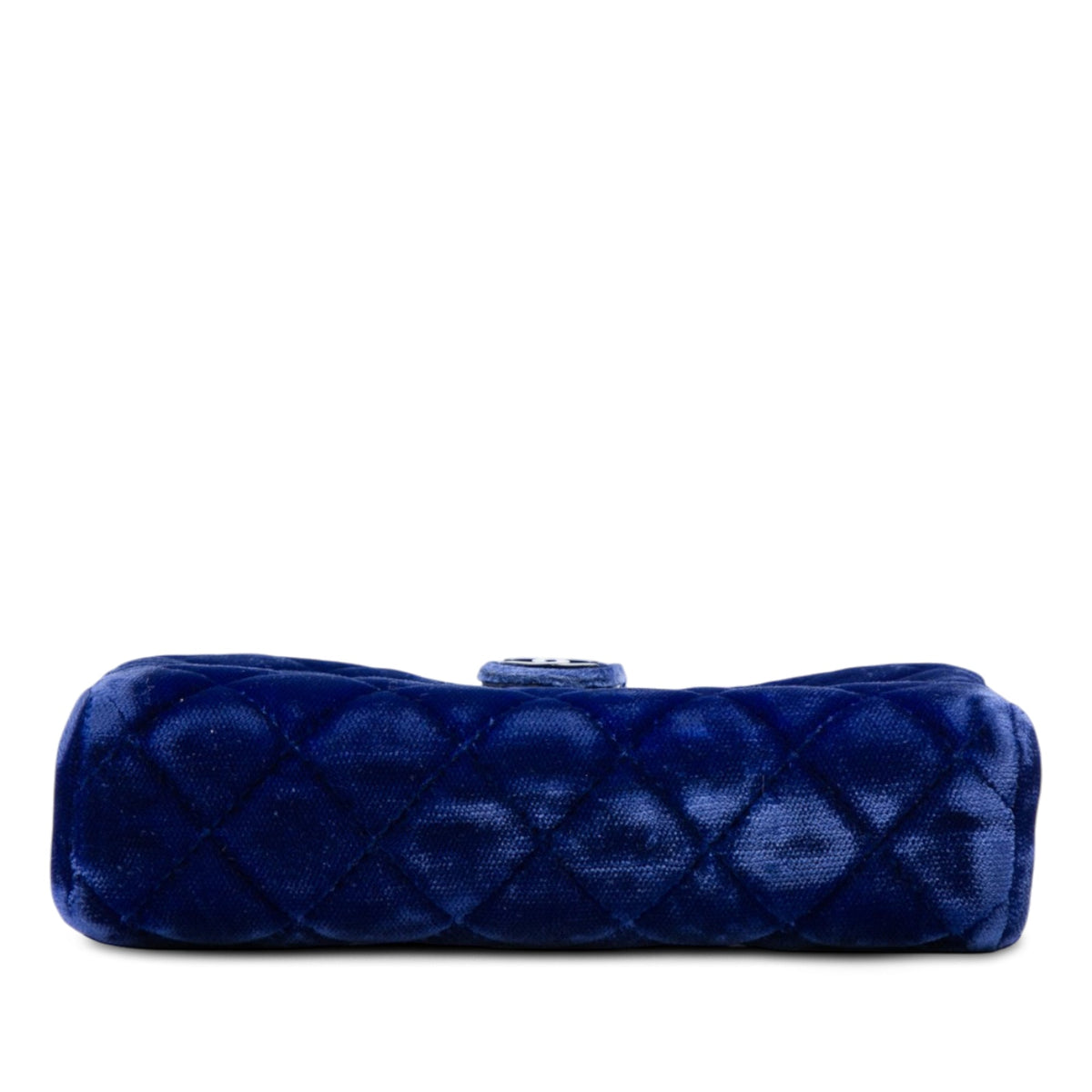 Chanel Mini CC Quilted Velvet Phone Holder with Chain — Blue
