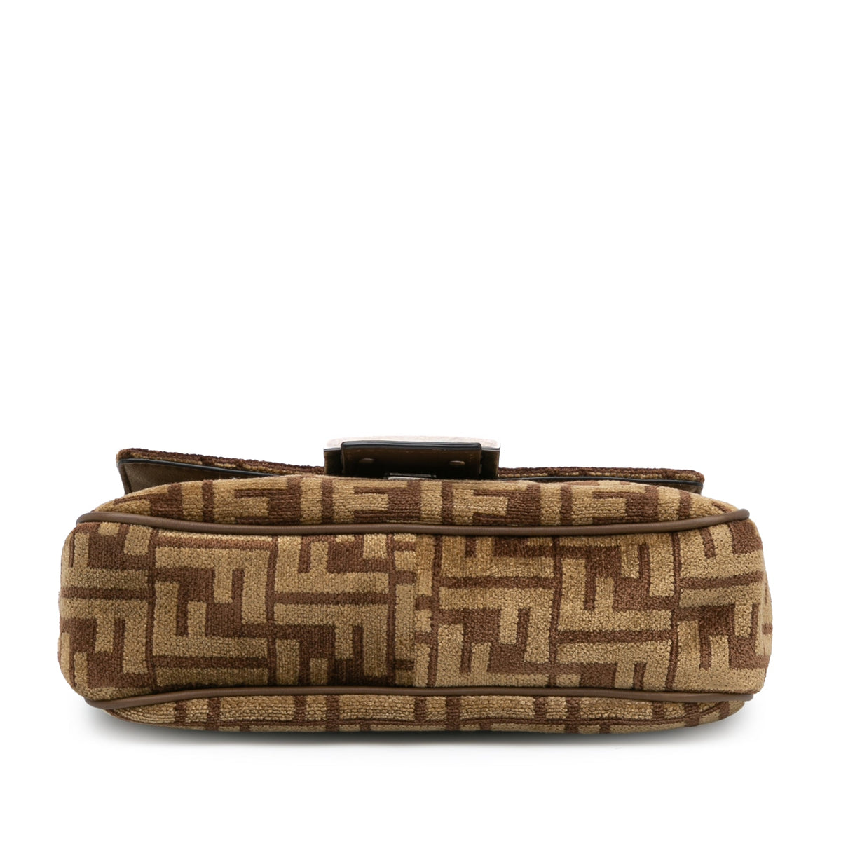 Fendi Zucca Wool Chain Midi Baguette — Brown