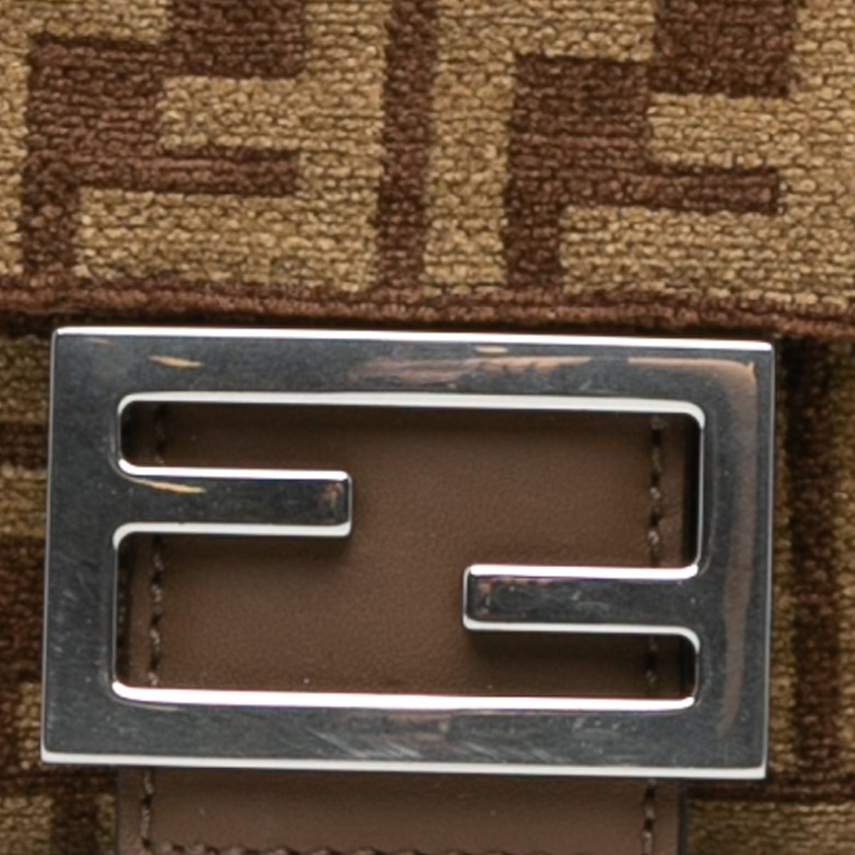 Fendi Zucca Wool Chain Midi Baguette — Brown