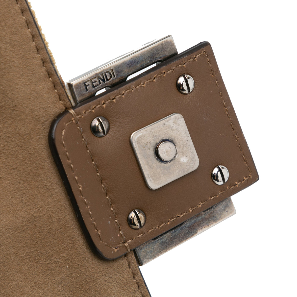 Fendi Zucca Wool Chain Midi Baguette — Brown