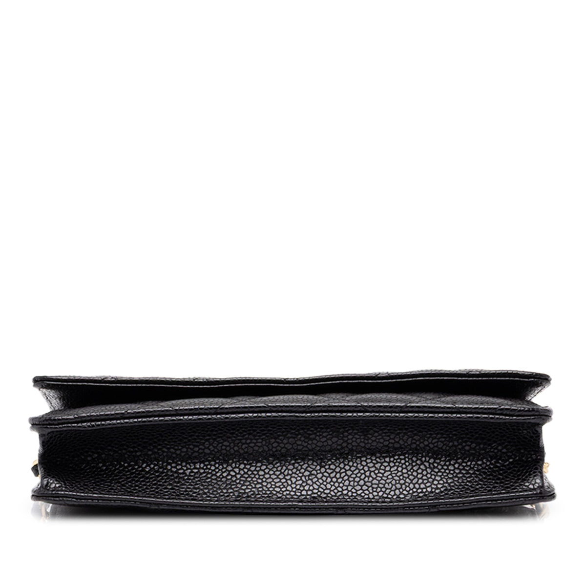 Chanel CC Quilted Caviar Wallet on Chain — Black