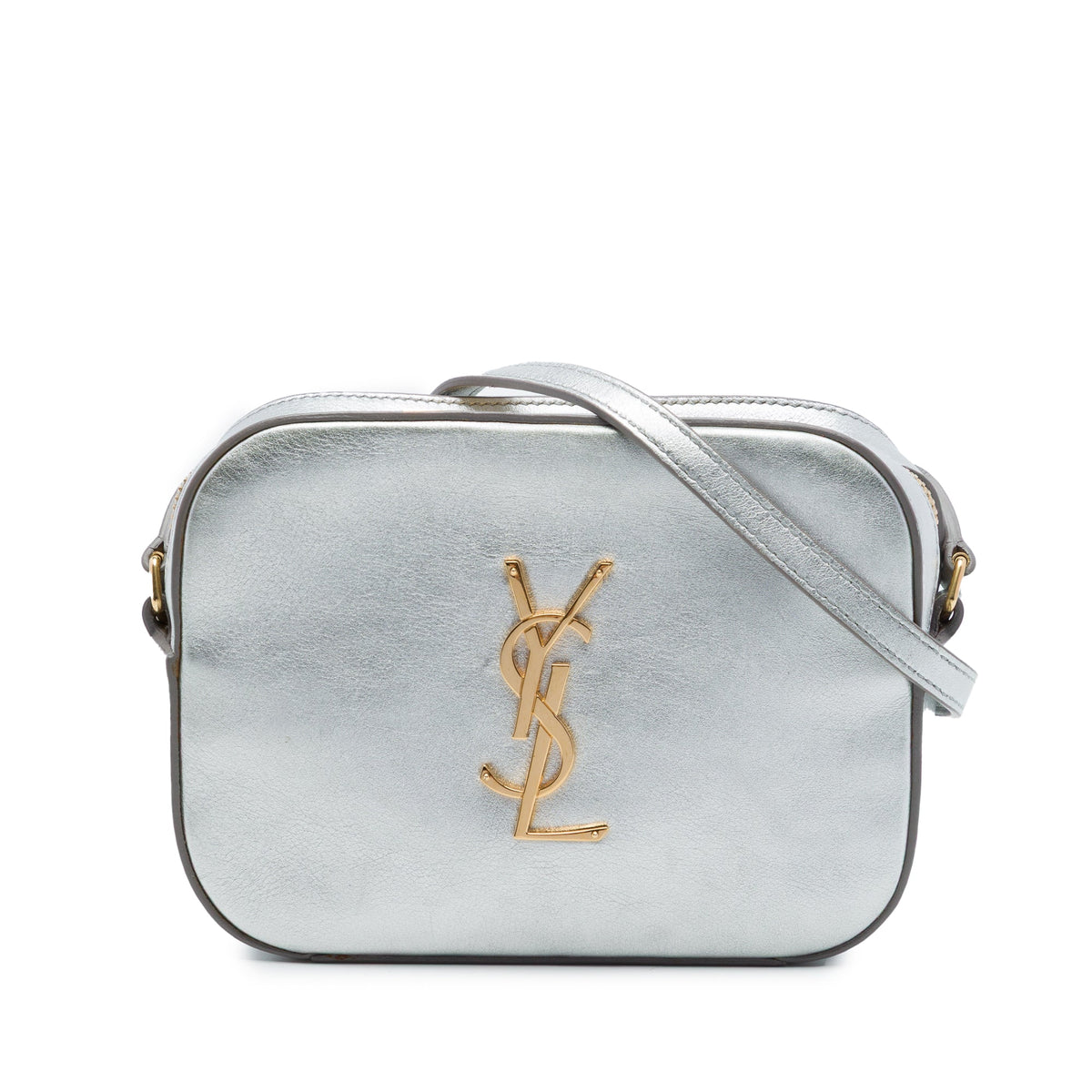 Saint Laurent Small Metallic Calfskin Classic Monogram Camera Bag