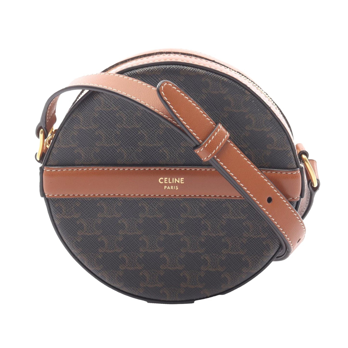 Celine Triomphe Coated Canvas Round Purse on Strap